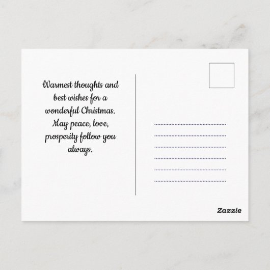白エレガントと灰色のメリークリスマス ポストカード (裏面)
