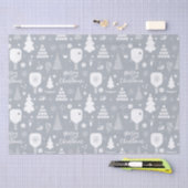 白エレガントと灰色のメリークリスマス 薄葉紙 (クラフト)