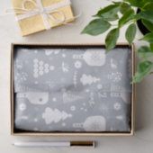 白エレガントと灰色のメリークリスマス 薄葉紙 (ギフト)