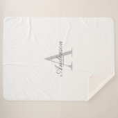 白エレガントと灰色のモノグラム シェルパブランケット (正面(横))