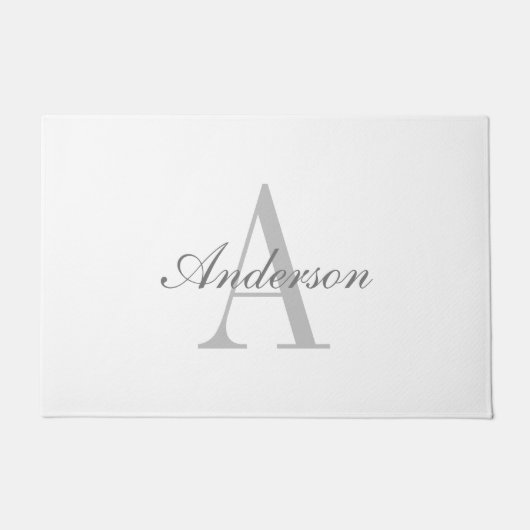 白エレガントと灰色のモノグラム ドアマット (正面)