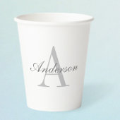 白エレガントと灰色のモノグラム 紙コップ