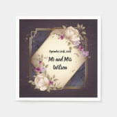 白エレガントと紫の花カクテルナプキン スタンダードカクテルナプキン (正面)