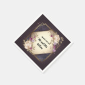 白エレガントと紫の花カクテルナプキン スタンダードカクテルナプキン (角)