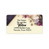 白エレガントと紫の花差出人住所 ラベル (正面)