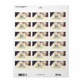 白エレガントと紫の花差出人住所 ラベル (フルシート)