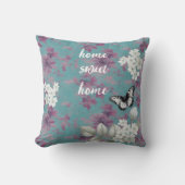 白エレガントと紫の花模様 クッション (正面)