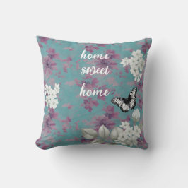 白エレガントと紫の花模様 クッション