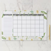 白エレガントと緑のフローラの毎月カレンダー ペーパーパッド (インサイチュ)