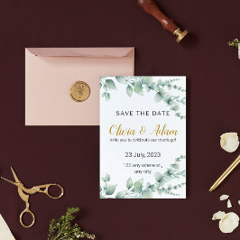 白エレガントと緑のフローラ水の救色D 招待状