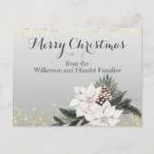 白エレガントと緑の冬のフローラクリスマス シーズンポストカード (正面)