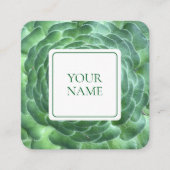 白エレガントと緑の植物の名刺 スクエア名刺 (正面)