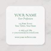 白エレガントと緑の植物の名刺 スクエア名刺 (裏面)