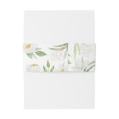 白エレガントと緑の水色のフローラ結婚 招待状ベリーバンド (裏面例)