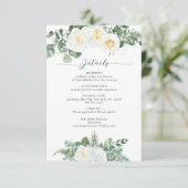 白エレガントと緑の花結婚の詳細 エンクロージャーカード (スタンド正面)