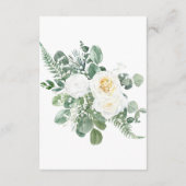 白エレガントと緑の花結婚の詳細 エンクロージャーカード (裏面)