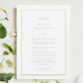 白エレガントと緑結婚の 招待状