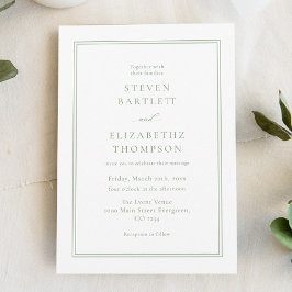 白エレガントと緑結婚の 招待状