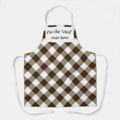 白エレガントと茶色のダイヤモンドパターン エプロン (正面)