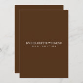 白エレガントと茶色のバチェロレッテ週末用カード 招待状 (正面/裏面)