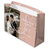 白エレガントと茶色のボヘミアン結婚ズ ラージペーパーバッグ (裏面アングル)