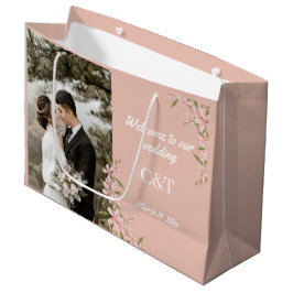 白エレガントと茶色のボヘミアン結婚ズ ラージペーパーバッグ