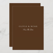 白エレガントと茶色の日付カードの保存 案内状 (正面/裏面)