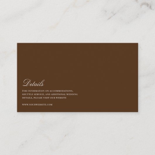 白エレガントと茶色の結婚詳細 エンクロージャーカード (正面)