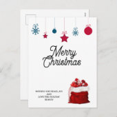 白エレガントと赤で | メリークリスマス シーズンポストカード (正面/裏面)