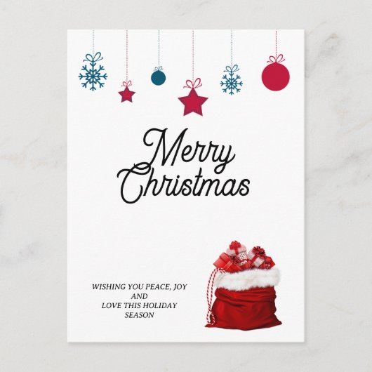 白エレガントと赤で | メリークリスマス シーズンポストカード (正面)