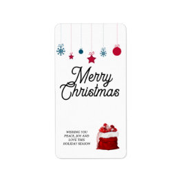 白エレガントと赤で | メリークリスマス ラベル