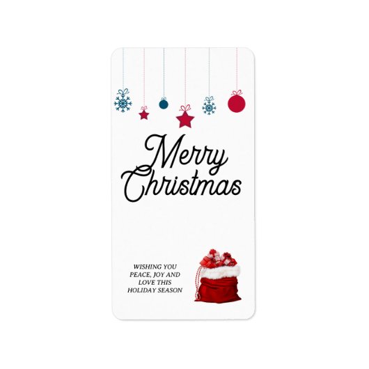 白エレガントと赤で | メリークリスマス ラベル (正面)