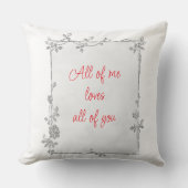 白エレガントと赤のキラフレームバレンタイン クッション (正面)