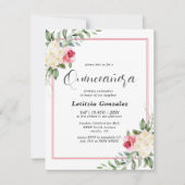 白エレガントと赤のフローラ 招待状 (正面)