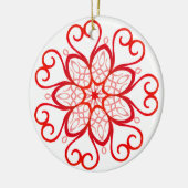 白エレガントと赤の装飾マンダラクリスマス セラミックオーナメント (左)