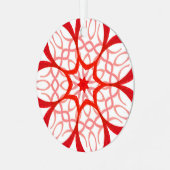 白エレガントと赤の装飾マンダラクリスマス メタルオーナメント (正面左)