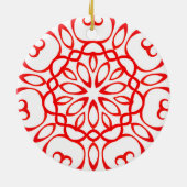 白エレガントと赤の装飾曼荼羅かわいいクリスマス セラミックオーナメント (裏面)