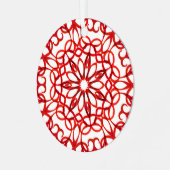 白エレガントと赤の装飾曼荼羅かわいいクリスマス メタルオーナメント (正面左)