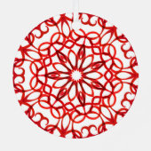 白エレガントと赤の装飾曼荼羅かわいいクリスマス メタルオーナメント (裏面)