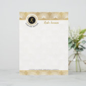 白エレガントと金ゴールドのアールデコ模様 レターヘッド (スタンド正面)