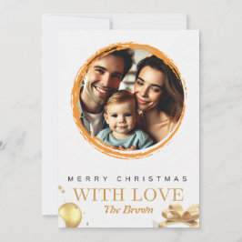 白エレガントと金ゴールドのクリスマスカード 招待状