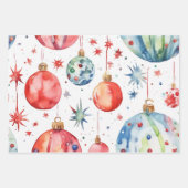 白エレガントと金ゴールドのクリスマスボール ラッピングペーパーシート (正面)