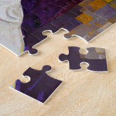 白エレガントと金ゴールドのクリムトスタイルドッグモザイク ジグソーパズル (側面)