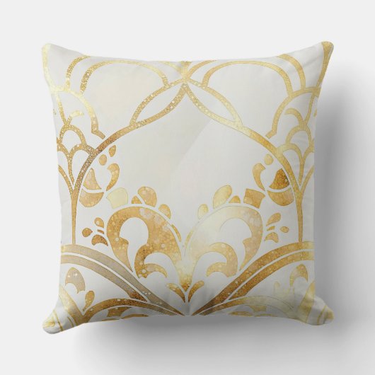 白エレガントと金ゴールドのグリッター装飾用クッション クッション (裏面)