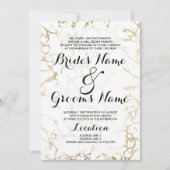 白エレガントと金ゴールドのシックな大理石のラグジュア結婚リー 招待状 (正面)