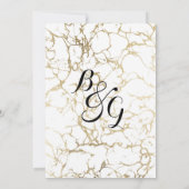 白エレガントと金ゴールドのシックな大理石のラグジュア結婚リー 招待状 (裏面)
