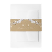 白エレガントと金ゴールドのバラのヴィンテージク結婚レスト 招待状ベリーバンド (正面例)