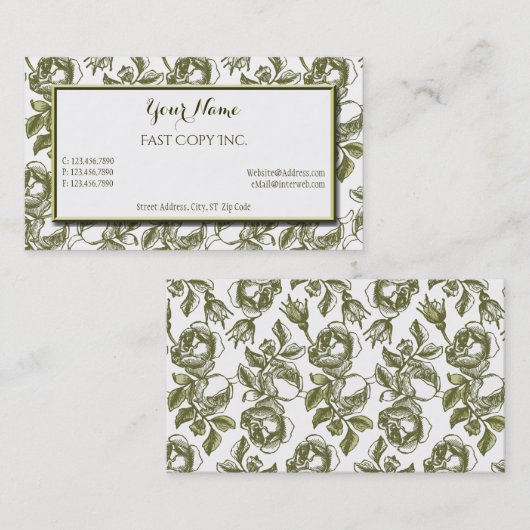 白エレガントと金ゴールドのバラカスタム名刺 名刺 (正面/裏面)