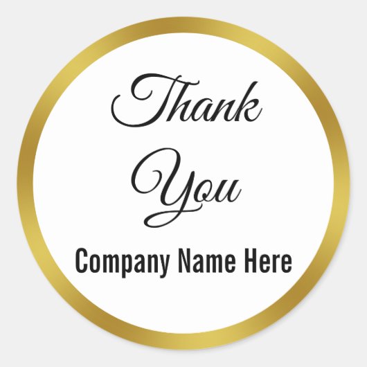 白エレガントと金ゴールドのフェイクビジネス ラウンドシール (正面)