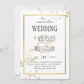 白エレガントと金ゴールドのフォト結婚式招待状 招待状 (正面)